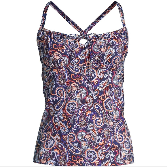 Lands' End Other - Lands’ End Underwire Tie-Front Tankini Top | Size 6 | Retro Paisley | NWT